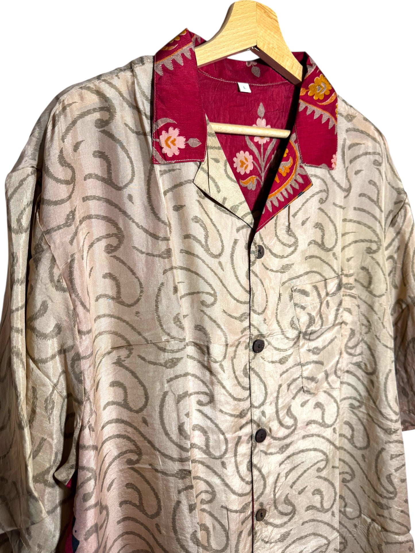 Camicia vintage in seta, taglia L