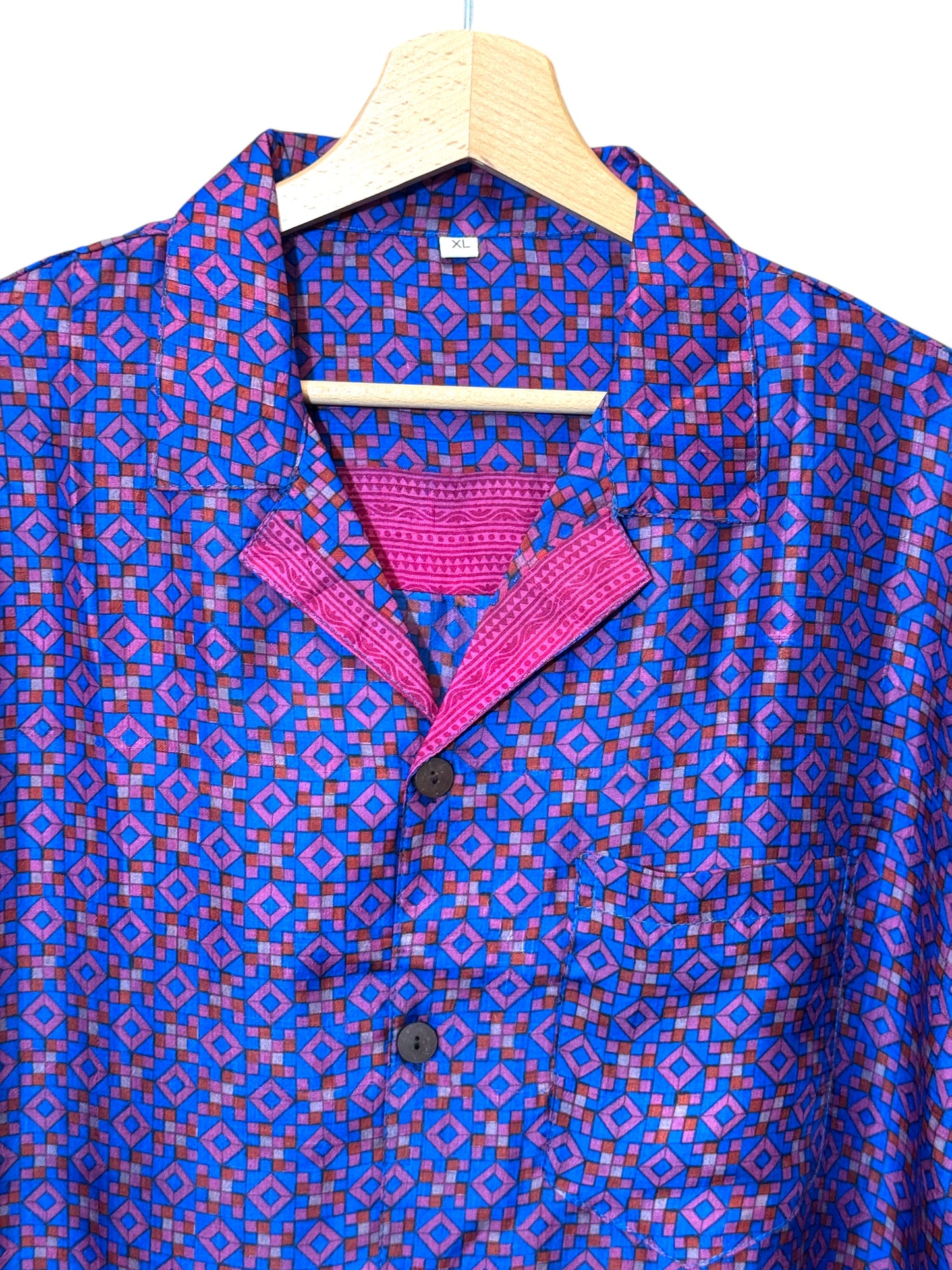 Camicia vintage in seta, taglia XL