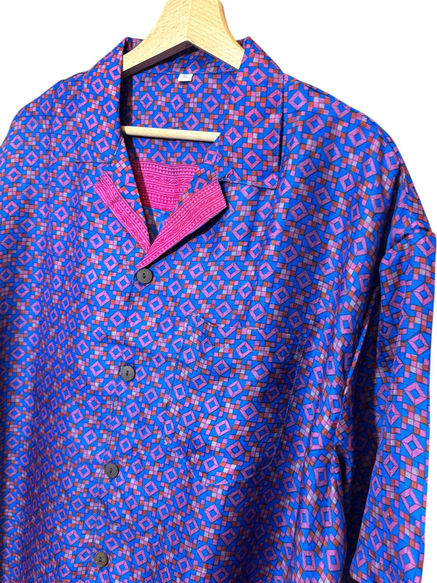 Camicia vintage in seta, taglia XL