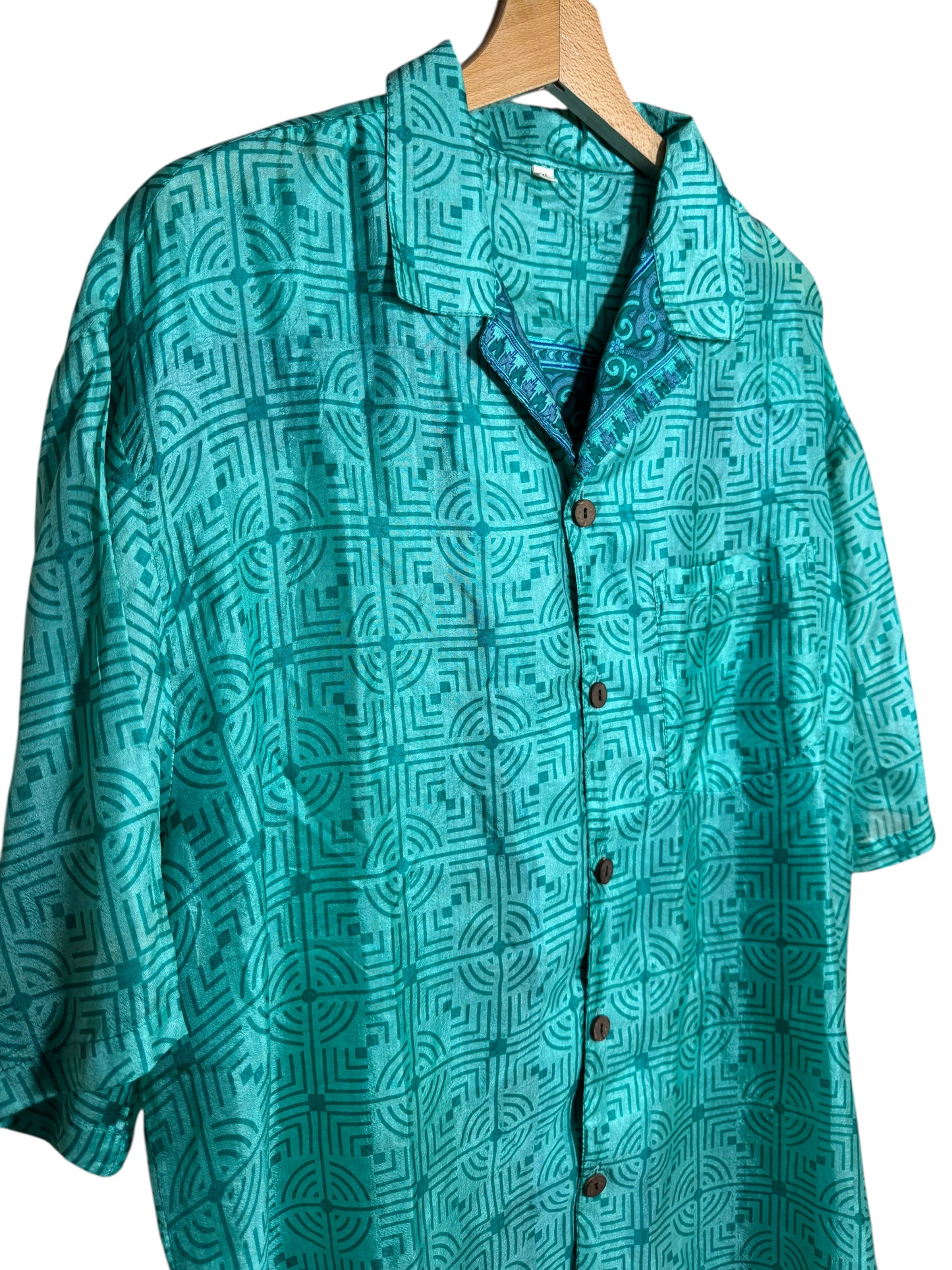 Camicia vintage in seta, taglia XL