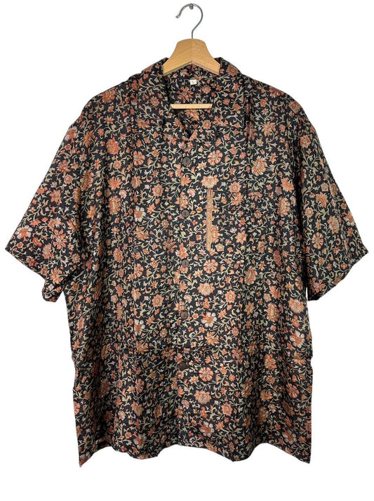 Flower print silk shirt (L)