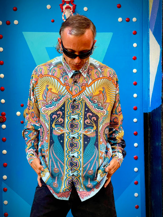 Beatbox Vintage peacock shirt in blue