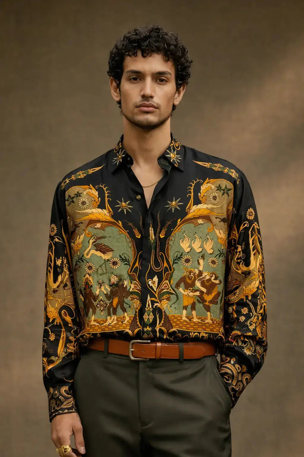 Camicia Fractal in Seta Twill | Stampa Piazzata d'Artista