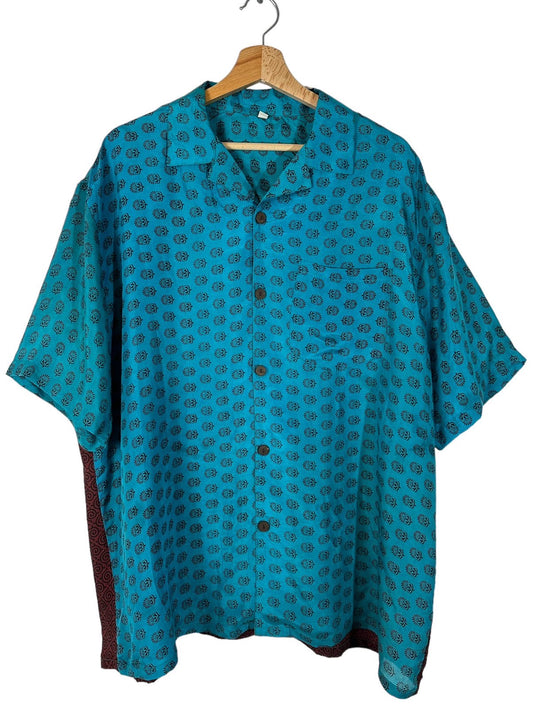 Camisa impressa de seda vintage (xl)