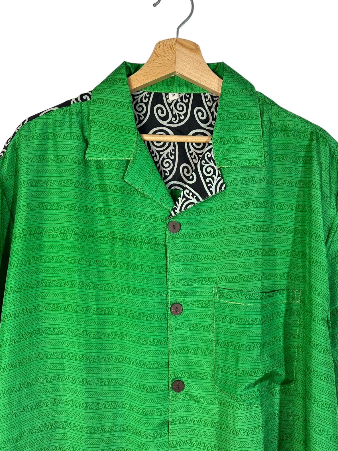 Camisa de seda vintage Paisley estampado (M)