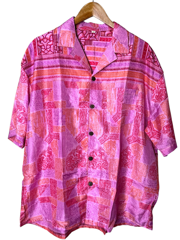 Camicia vintage in seta, taglia XL