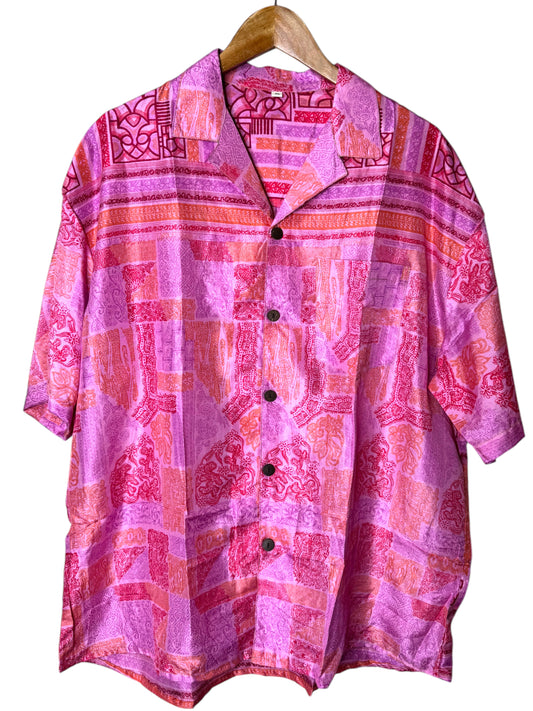 Camicia vintage in seta, taglia XL